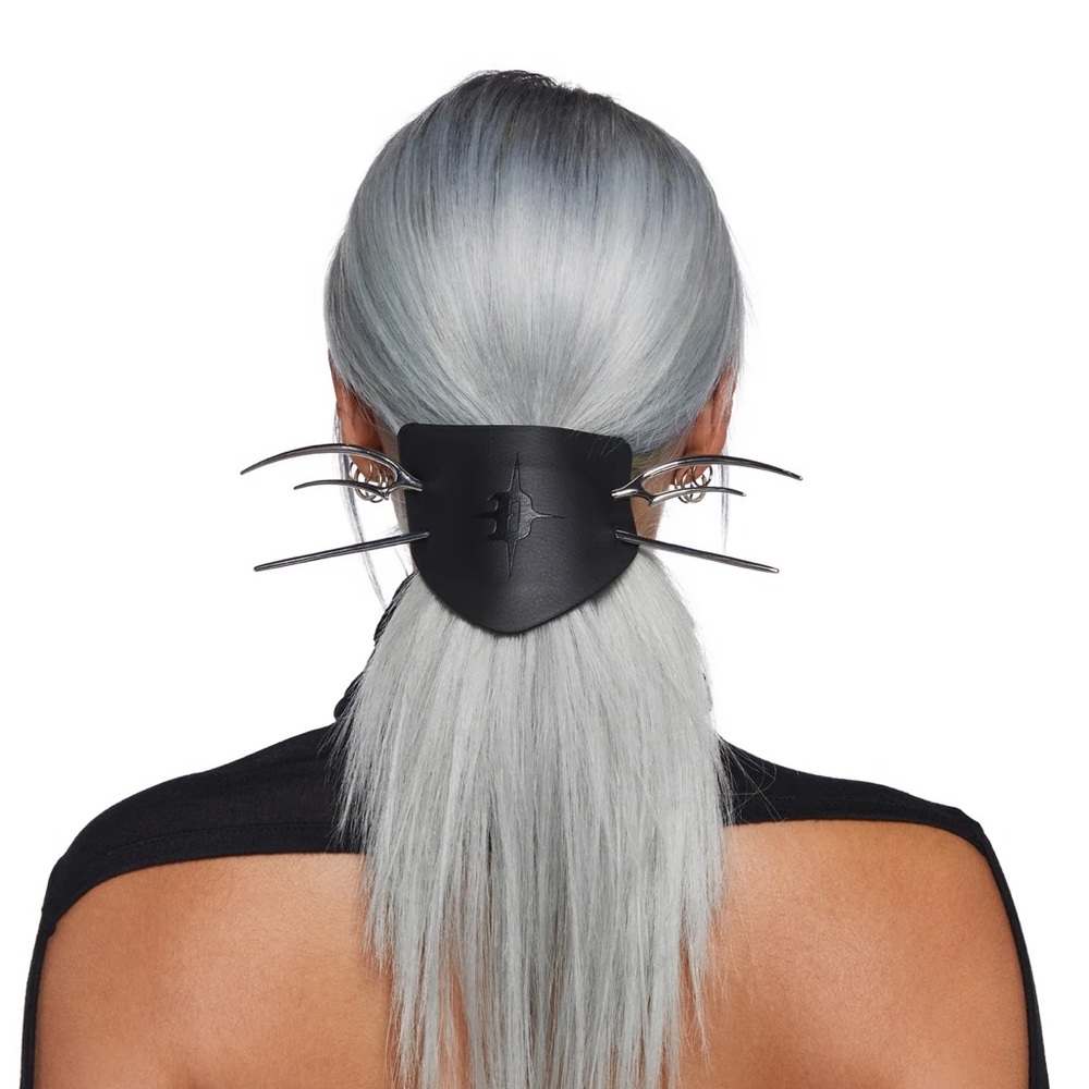 faux leather and silver ponytail hair pin